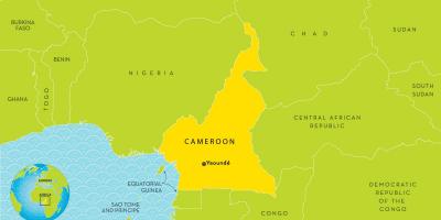 Kort over Cameroun og de omkringliggende lande