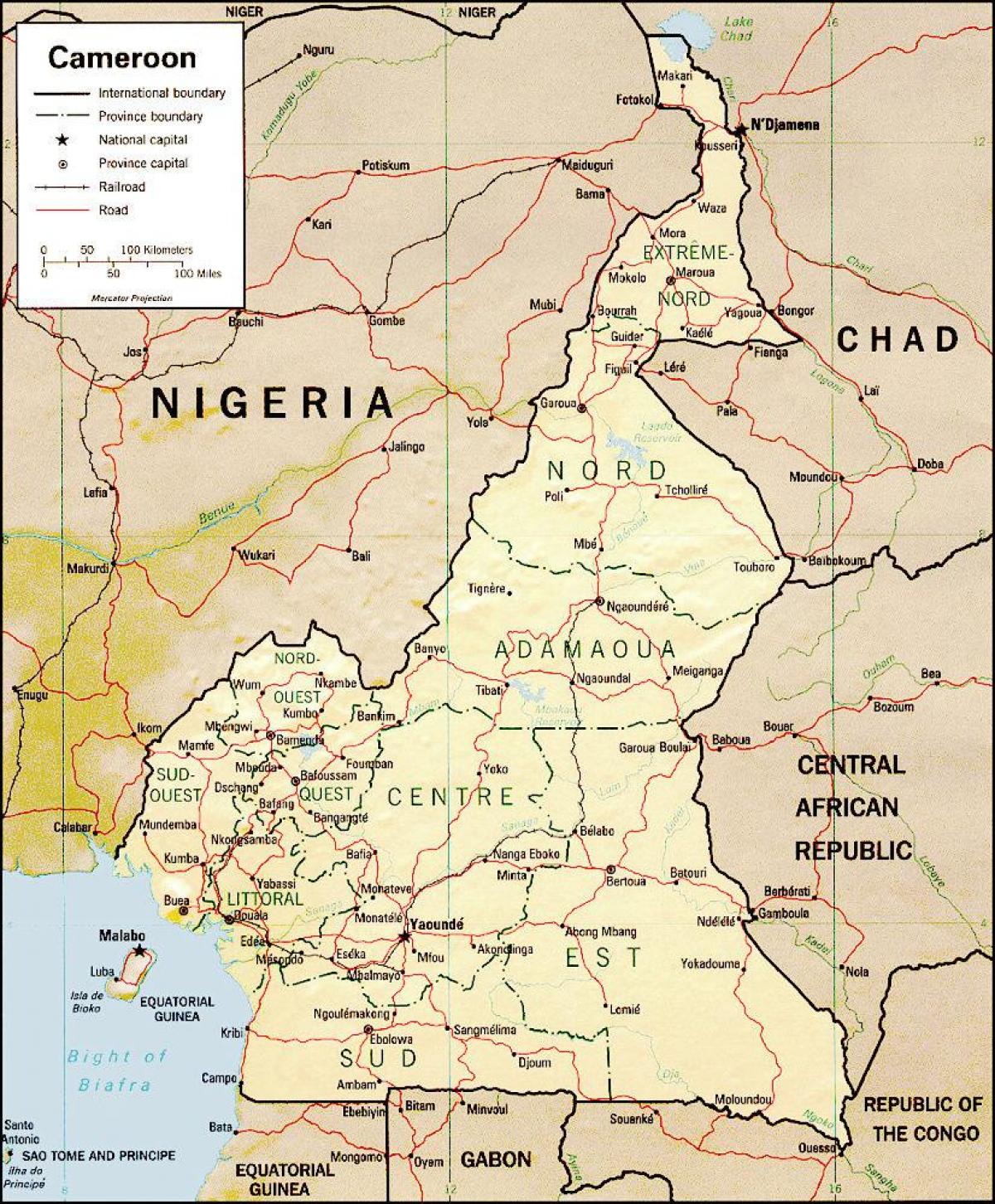 kort over Cameroun