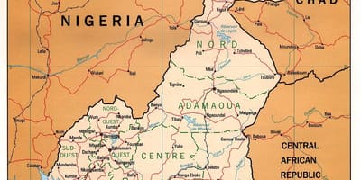 Fysisk kort over Cameroun